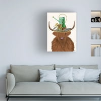 Fab Funky 'Highland Cow and Gardeners Hat' platno umjetnost
