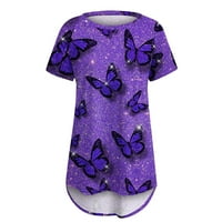 modni vrhovi s cvjetnim printom i leptirima za žene, osnovne ljetne majice, Ženske majice i bluze s kratkim rukavima s okruglim vratom,