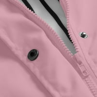 Ženski Jednobojni Vjetrootporni kaput s kapuljačom, topli kaput s dugim rukavima, zimski kaput Plus size, ružičasti kaput s kapuljačom