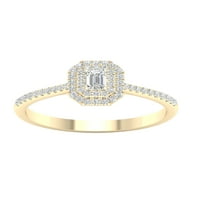 Imperial ct tdw smaragdni dijamant dvostruki halo zaručnički prsten u 10k žutom zlatu
