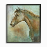 Stupell Industries konjski portret zeleno smeđa slika životinja uokvirena zidna umjetnost prema trećim i zidovima