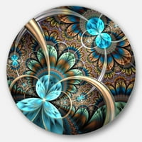 DesignArt 'svijetloplavi fraktalni cvijet' Disk cvjetni krug metal zidna umjetnost