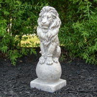 17.75 sjedeći lav na kugličnom postolju vanjski vrtni Kip