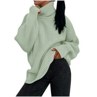 Džemper s visokim vratom za žene modni pulover u boji pleteni pulover s visokim vratom džemper s velikim okruglim vratom pleteni