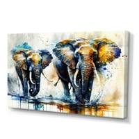 Dizajnerska umjetnost slonovi koji trče na platnu zidna umjetnost