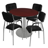 Okrugli stol od 48 s tanjurom-crveno drvo sive boje i bočne stolice od 48 - Crna