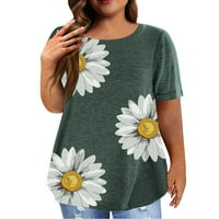 Ženske majice, košulje, ženske majice plus veličine za žene, ljetna tunika s cvjetnim printom, proljetni vrhovi, košulje s okruglim