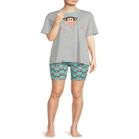 Paul Frank ženska majica i kratke hlače za bicikle, dvodijelni set za spavanje