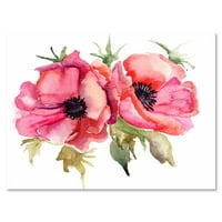 Stilizirani ružičasti mak cvjetovi slikati platno umjetnički tisak