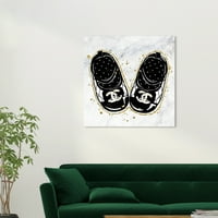 Wynwood Studio Canvas Fashion Baby Shoes Fashion and Glam Shoes Wall Art Canvas Print Black 30x30