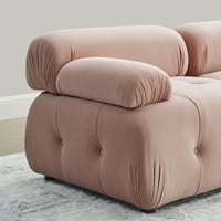 Kauč za dnevni boravak u presjeku, presvučen gumbima, preveliki otoman, ružičasti baršun