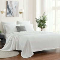 Sweet Home Collection Classic White Cotton Waffle tkanje reverzibilni krevet pokrivač kralj