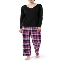 Plod tkalaca žena izvan mekog vrha vafle dugih rukava i flanela donje pidžame, veličine S-4x