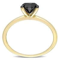 1- Karat T.W. Crni dijamant 14K žuto zlato zaručnički prsten