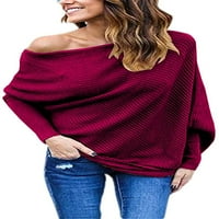 Ženski široki pulover bez ramena s rukavima šišmiš džemper Pleteni džemper prevelike tunike gornji dio