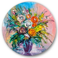 DesignArt 'Buket živopisnih boja tradicionalnog metalnog zida u boji cvijeća - disk od 11