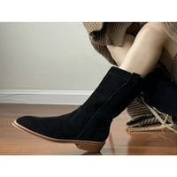 Ženske zimske cipele otporne na habanje, Ležerne lagane ravne gležnjače, čizme za hodanje bez klizanja, Crna 5,5
