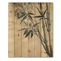DesignArt 'Vintage crno -bijeli bambus I' Tradicionalni otisak na prirodnom borovom drvetu