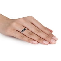 1- Karat T.W. Crno-bijeli dijamant 10k bijelo zlato zaručnički prsten od tri kamena
