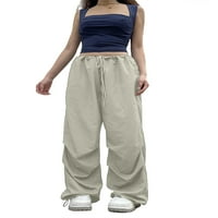 ;/ Ženske široke hip hop teretne hlače jednobojni casual joggeri s kravatom široke hlače za uličnu odjeću