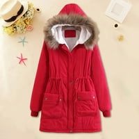 Topovi za žene Plus Size Ženski kaputi dugih rukava s kapuljačom vanjska vjetrootporna topla tanka jakna crvena 2 inča