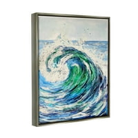 Tsunami Wave Ocean Splash Coastal Slikanje sjajno siva uokvirena umjetnička print zidna umjetnost