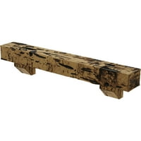 Ekena Millwork 6 H 10 D 72 W Pecky Cypress Fau Wood Kamin Mantel Kit s Ashford Corbels, prirodni zlatni hrast