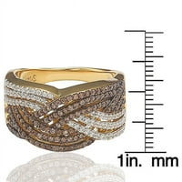 Zlatni sterling srebro smeđi kubični cirkonijski crossover prsten
