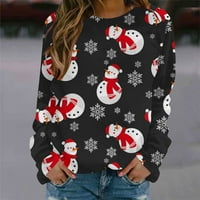 Rasprodaja ženske modne zimske proljetne Majice dugih rukava s okruglim vratom božićne košulje s printom snjegovića Ženske bluze