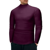 Muške majice, muško zimsko toplo termalno donje rublje s niskim ovratnikom, Muška osnovna jednobojna majica bluza pulover top muške