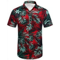 Havajske košulje s popustom za muškarce s cvjetnim printom s tropskim biljkama, labava ležerna modna bluza s kratkim rukavima na