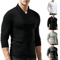 Muški modni casual vrhovi dugih rukava, ugrađena bluza s izrezom i mišićima u obliku slova u, majica s majicom