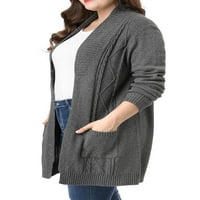 Jedinstvene ponude ženske plus veličine dva džepa otvoreni prednji džemper kardigan