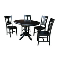 Okrugli stol za blagovanje 36 S 12-inčnim krilom i stolicama - crni - set