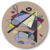 DesignArt 'Sažetak kompozicije obojene geometrijske iv' Moderni krug metal zida - disk od 36