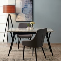 Blagovaonski stol s pravokutnom drvenom podlogom od mramora, u crnoj boji
