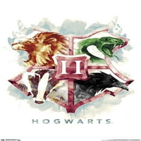 Čarobni svijet: Hari Potter - zidni plakat ilustrirane kuće hogvarts, 22.375 34