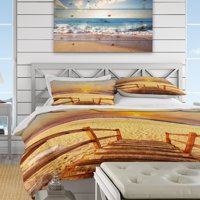 DesignArt 'smeđa drvena ploča u plaži' set obalnog pokrivača