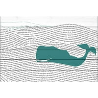 Marmont Hill Print Whale Slikati otisak na bijelom drvu