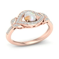 Imperijalni dragulj 10K ružičasti zlatni srebrni ovalni rez stvoren je Opal stvoren bijeli safirski halo ženski koktel prsten