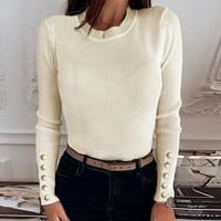 Ženski džemperi za jesen i zimu, ležerni jednobojni džemper s dugim rukavima s dugim rukavima, majice, bluze