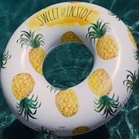 Rae Dunn: Slatki unutarnji 48-inčni prstenasti plovak-divovska cijev za napuhavanje bazena od ananasa, kokosov plovak, zaštita od