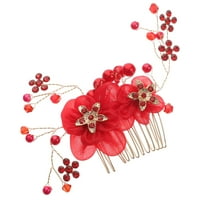 Crveni češljevi za mladenkinu kosu cvijet izvrsni ukrasi za kosu umetnuti češalj pokrivalo za glavu pribor za vjenčanicu