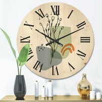 Dizajnirati 'apstraktni minimalni oblici pod cvijećem II' Moderni drveni zidni sat