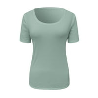 Ženska pripijena Rebrasta pletena košulja kratkih rukava s okruglim vratom, osnovne pripijene majice, Jednobojni ljetni vrhovi