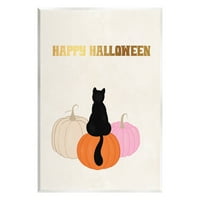 Sretna Noć vještica crna mačka bundeva odmor grafička umjetnost neradana umjetnička print zidna umjetnost