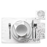 Drapirane platnene salvete za doručak, srebrna mrlja