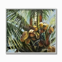 Stupell Industries Tropska palmina kokosa Zeleno žuto slikarstvo uokvirena zidna umjetnost Suzanne Wilkins