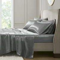 Luksuzni set posteljine u sivoj satenskoj boji, bez bora