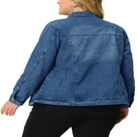 Jedinstvene ponude ženske plus veličine Jean traper jednosmjerna jakna s dugim rukavima